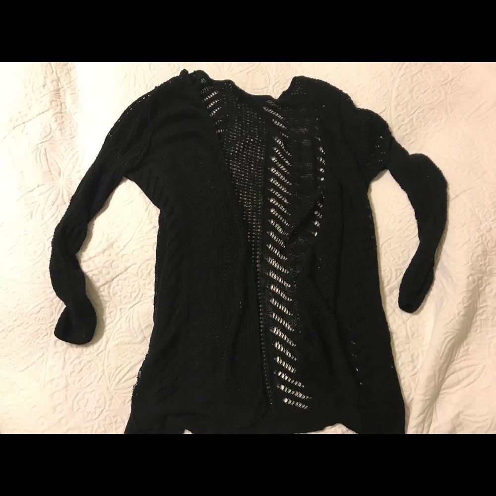 Black open stitched cardigan